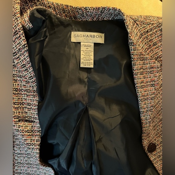 Sag Harbor Women's Tweed Blazer - Navy and Pink - Picture 3 of 6